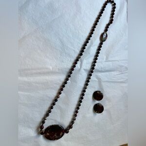 Polished Red Bead Necklace and Earring Set
